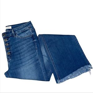 Flying Monkey Flare Jean from Dry Goods Raw Hem Button Fly